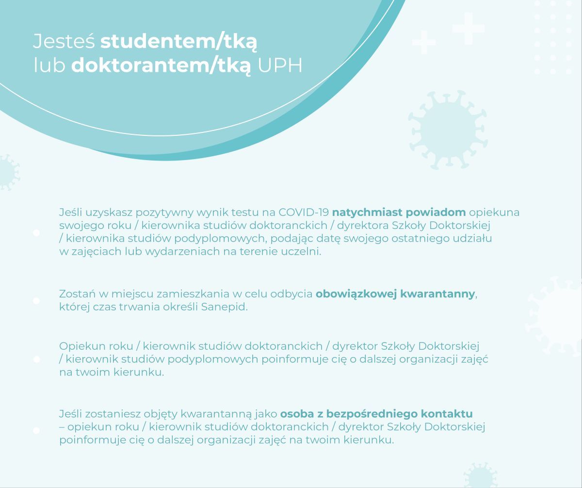 Instrukcja dot. COVID-19 dla studenów i doktorantów