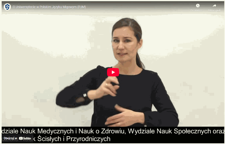 Miniaturka filmu promującego Uniwersytet w Siedlcach w Polskim Języku Migowym